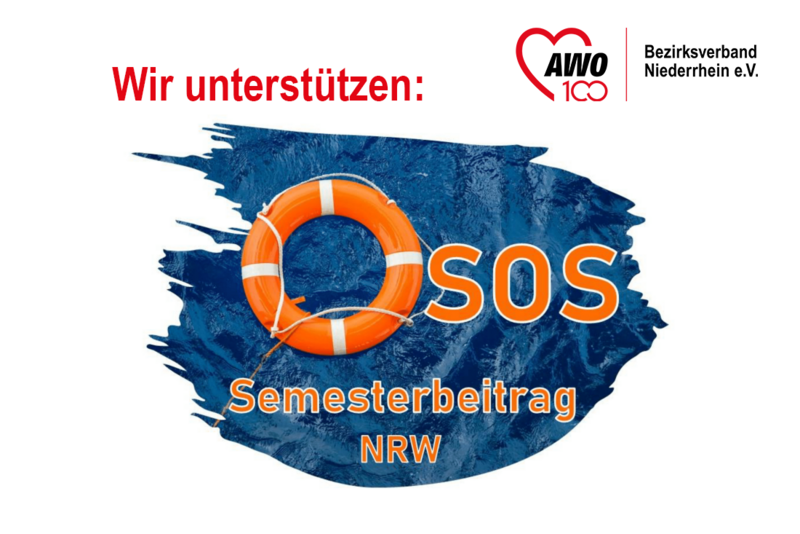 Die Grafik zeigt das Logo der Kampagne SOS Semesterbeitrag NRW 